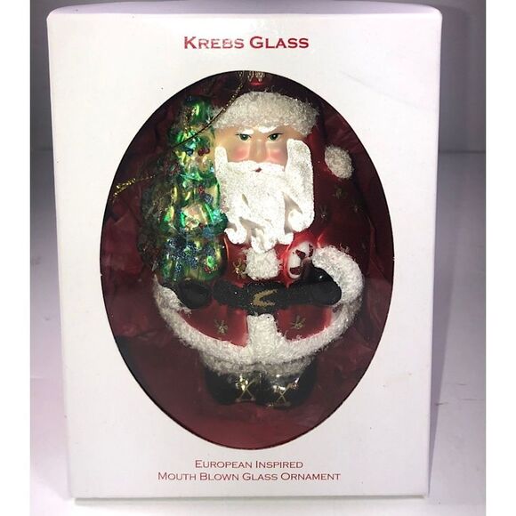Vintage Krebs Hand Blown Glass Santa Christmas Ornament - Picture 5 of 7